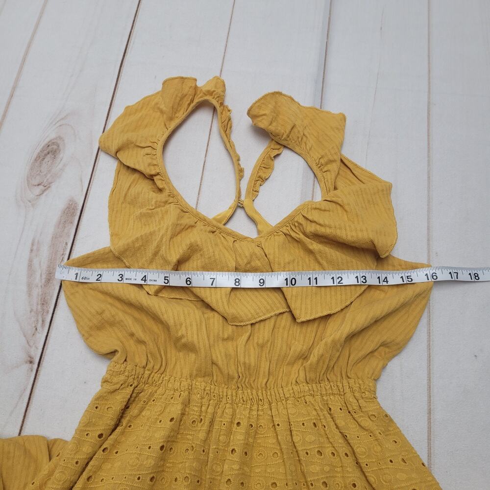 Moon River mustard yellow eyelet ruffle maxi dress tank Anthropologie boho - Picture 4 of 7